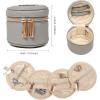 imageAngelinas Palace Round Jewelry Organizer Case Travel Bag Bridesmaid Gifts Vegan Leather Box for Necklace Earring Bracelet RingBlackPearl grey
