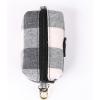 imageOrganic Cotton Dog Poop Bag Holder for Leash Brass Hardware Waste Bag Dispenser Pet Waste Management SolutionPlaid Grey