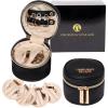 imageAngelinas Palace Round Jewelry Organizer Case Travel Bag Bridesmaid Gifts Vegan Leather Box for Necklace Earring Bracelet RingBlackBlack