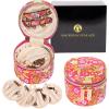 imageAngelinas Palace Round Jewelry Organizer Case Travel Bag Bridesmaid Gifts Vegan Leather Box for Necklace Earring Bracelet RingBlackBlossom fuschia