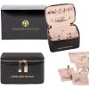 imageAngelinas Palace Snakeskin Pattern Jewelry Organizer Case Bridesmaid Gifts Travel Bag Vegan Leather Box for Necklace Earring Bracelet RingChampagneBlack