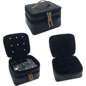 imageAngelinas Palace Jewelry Organizer Boxes for Women GirlsEiger Medium Travel Jewelry Case Storage Bag with Detachable Necklace Earring Bracelet Ring PouchesDiamond BlackMemory Black