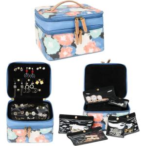 imageAngelinas Palace Jewelry Organizer Boxes for Women GirlsEiger Medium Travel Jewelry Case Storage Bag with Detachable Necklace Earring Bracelet Ring PouchesDiamond BlackBohemian Bliss