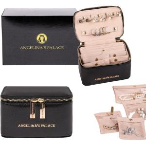 imageAngelinas Palace Snakeskin Pattern Jewelry Organizer Case Bridesmaid Gifts Travel Bag Vegan Leather Box for Necklace Earring Bracelet RingChampagneBlack