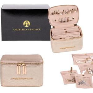 imageAngelinas Palace Snakeskin Pattern Jewelry Organizer Case Bridesmaid Gifts Travel Bag Vegan Leather Box for Necklace Earring Bracelet RingChampagneChampagne