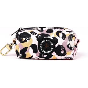 imageOrganic Cotton Dog Poop Bag Holder for Leash Brass Hardware Waste Bag Dispenser Pet Waste Management SolutionLeopard