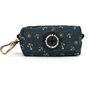 imageOrganic Cotton Dog Poop Bag Holder for Leash Brass Hardware Waste Bag Dispenser Pet Waste Management SolutionNautical