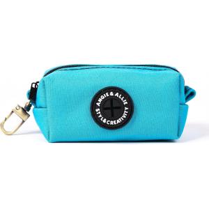 imageOrganic Cotton Dog Poop Bag Holder for Leash Brass Hardware Waste Bag Dispenser Pet Waste Management SolutionPeacock Blue