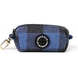 imageOrganic Cotton Dog Poop Bag Holder for Leash Brass Hardware Waste Bag Dispenser Pet Waste Management SolutionPlaid Blue