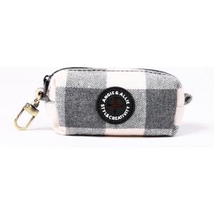 imageOrganic Cotton Dog Poop Bag Holder for Leash Brass Hardware Waste Bag Dispenser Pet Waste Management SolutionPlaid Grey