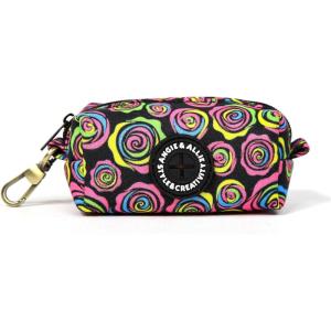 imageOrganic Cotton Dog Poop Bag Holder for Leash Brass Hardware Waste Bag Dispenser Pet Waste Management SolutionRoses