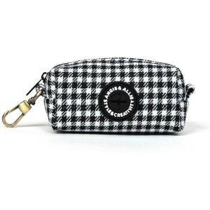 imageOrganic Cotton Dog Poop Bag Holder for Leash Brass Hardware Waste Bag Dispenser Pet Waste Management SolutionShepherd Black  White