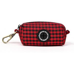 imageOrganic Cotton Dog Poop Bag Holder for Leash Brass Hardware Waste Bag Dispenser Pet Waste Management SolutionShepherd Red