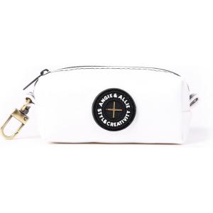 imageOrganic Cotton Dog Poop Bag Holder for Leash Brass Hardware Waste Bag Dispenser Pet Waste Management SolutionWhite