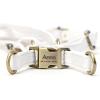 imageAngie and Allie Organic Cotton Personalized Step in Dog Harness with Brass BuckleCustom Dog Halter VestsAdjustable No Pull Canine Halter Harness for Small Medium Large DogsWhite