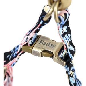 imageAngie and Allie Organic Cotton Personalized Step in Dog Harness with Brass BuckleCustom Dog Halter VestsAdjustable No Pull Canine Halter Harness for Small Medium Large DogsTropical Pinky