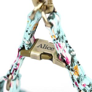 imageAngie and Allie Organic Cotton Personalized Step in Dog Harness with Brass BuckleCustom Dog Halter VestsAdjustable No Pull Canine Halter Harness for Small Medium Large DogsBouquet Blue