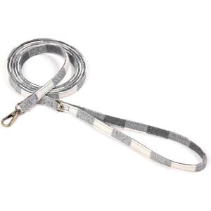 imageOrganic Cotton Dog Leash for SmallMedium and Large BreedBrass Hardware Pet Leash for WalkingRunning and Training 6FTPlaid Grey
