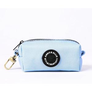 imageOrganic Cotton Dog Poop Bag Holder for Leash Brass Hardware Waste Bag Dispenser Pet Waste Management SolutionBlue