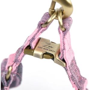 imageAngie and Allie Organic Cotton Personalized Step in Dog Harness with Brass BuckleCustom Dog Halter VestsAdjustable No Pull Canine Halter Harness for Small Medium Large DogsPlaid Pink