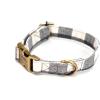 imagePersonalized Dog Collar with Name and Phone Number EngravedAdjustable Custom Puppy CollarOrganic Cotton Pet Collar for Small Medium Large Boy Girl DogsPlaid Grey