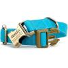 imagePersonalized Dog Collar with Name and Phone Number EngravedAdjustable Custom Puppy CollarOrganic Cotton Pet Collar for Small Medium Large Boy Girl DogsPeacock Blue