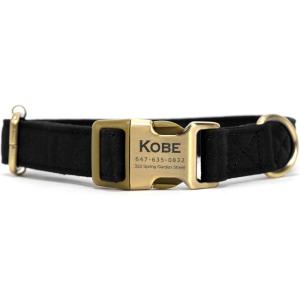 imagePersonalized Dog Collar with Name and Phone Number EngravedAdjustable Custom Puppy CollarOrganic Cotton Pet Collar for Small Medium Large Boy Girl DogsBlack