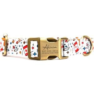 imagePersonalized Dog Collar with Name and Phone Number EngravedAdjustable Custom Puppy CollarOrganic Cotton Pet Collar for Small Medium Large Boy Girl DogsLove Canada