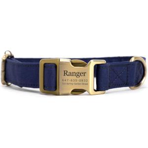 imagePersonalized Dog Collar with Name and Phone Number EngravedAdjustable Custom Puppy CollarOrganic Cotton Pet Collar for Small Medium Large Boy Girl DogsRoyal Blue