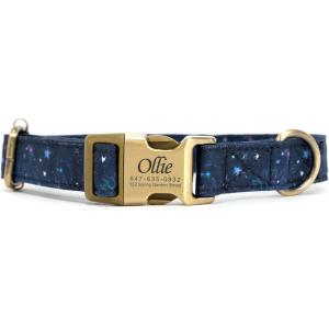 imagePersonalized Dog Collar with Name and Phone Number EngravedAdjustable Custom Puppy CollarOrganic Cotton Pet Collar for Small Medium Large Boy Girl DogsGalaxy Stars