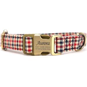 imagePersonalized Dog Collar with Name and Phone Number EngravedAdjustable Custom Puppy CollarOrganic Cotton Pet Collar for Small Medium Large Boy Girl DogsShepherd 2 Tone