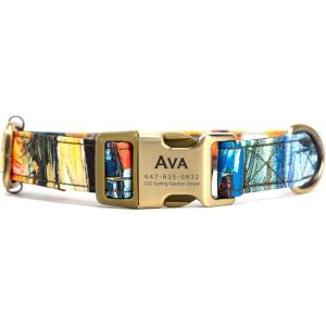 imagePersonalized Dog Collar with Name and Phone Number EngravedAdjustable Custom Puppy CollarOrganic Cotton Pet Collar for Small Medium Large Boy Girl DogsFrench Countryside