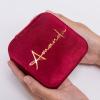 imageAngelinas Palace Personalized Italian Velvet Jewelry Case With Name Necklace Ring Storage Box Monogram Travel Jewelry Organizer Wedding Party Bridesmaid Gift for HerDeep Red