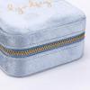 imageAngelinas Palace Personalized Italian Velvet Jewelry Case With Name Necklace Ring Storage Box Monogram Travel Jewelry Organizer Wedding Party Bridesmaid Gift for HerBaby Blue