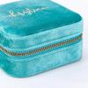 imageAngelinas Palace Personalized Italian Velvet Jewelry Case With Name Necklace Ring Storage Box Monogram Travel Jewelry Organizer Wedding Party Bridesmaid Gift for HerTurquoise