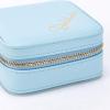 imageAngelinas Palace Personalized Jewelry Case with Name EngravedCustom Leather Travel Jewelry Organizer Box for RingsEarringsNecklacesBirthday Bridesmaid Gift For Women GirlsPale Blue