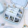 imageAngelinas Palace Personalized Jewelry Case with Name EngravedCustom Leather Travel Jewelry Organizer Box for RingsEarringsNecklacesBirthday Bridesmaid Gift For Women GirlsPale Blue