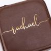 imageAngelinas Palace Personalized Jewelry Case with Name EngravedCustom Leather Travel Jewelry Organizer Box for RingsEarringsNecklacesBirthday Bridesmaid Gift For Women GirlsChocolate