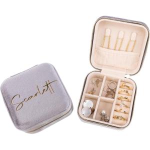 imageAngelinas Palace Personalized Italian Velvet Jewelry Case With Name Necklace Ring Storage Box Monogram Travel Jewelry Organizer Wedding Party Bridesmaid Gift for HerLaurel