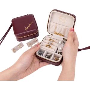 imageAngelinas Palace Personalized Jewelry Case with Name EngravedCustom Leather Travel Jewelry Organizer Box for RingsEarringsNecklacesBirthday Bridesmaid Gift For Women GirlsCherry