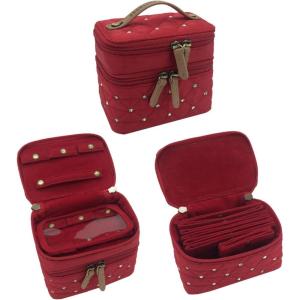 imageAngelinas Palace Jewelry Organizer Boxes for Women GirlsEiger Small Travel Jewelry Case Storage Bag with Detachable Necklace Earring Bracelet Ring PouchesBohemian BlissDiamond Red