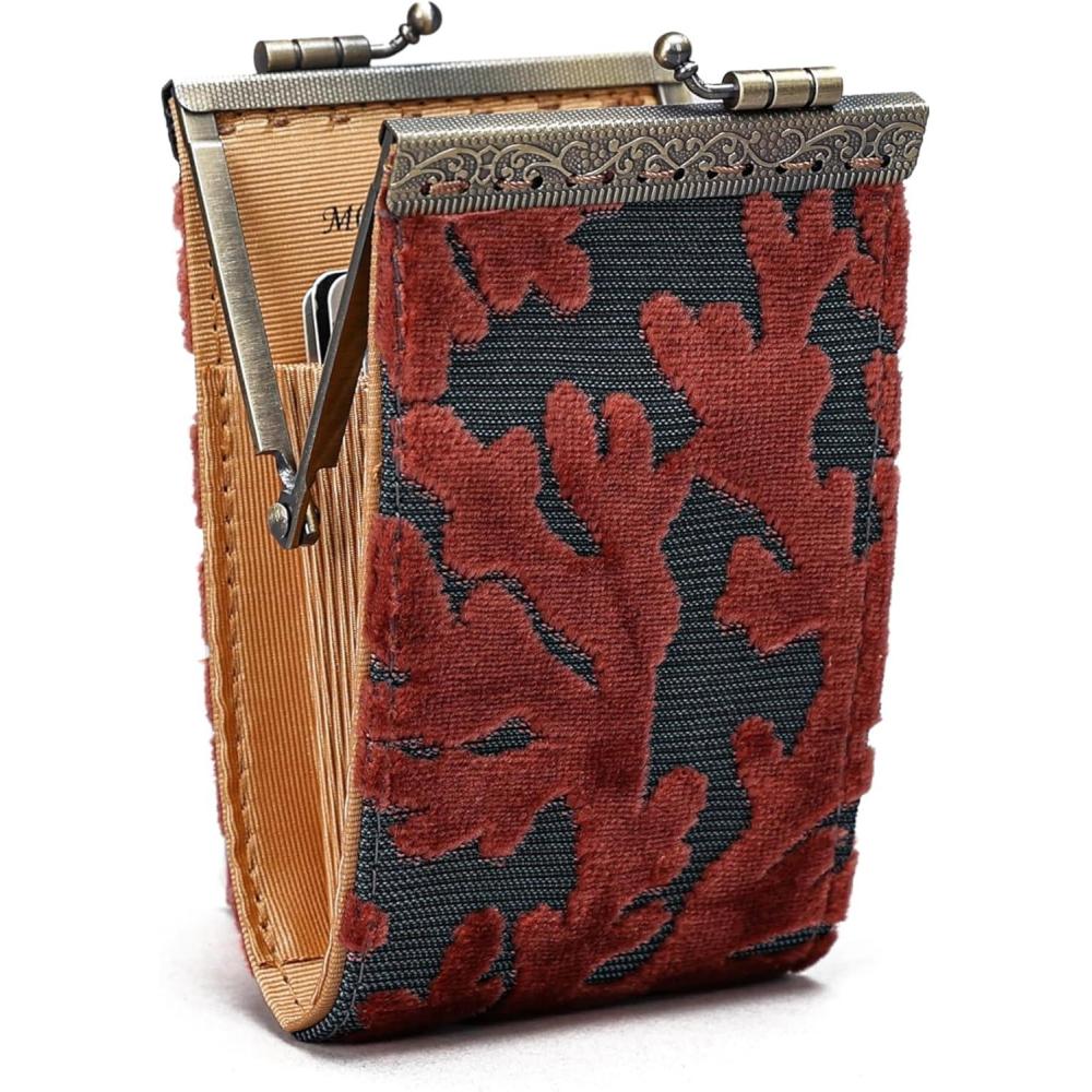 imageAngelinas Palace Carpet Wallet Vintage Kiss Lock ID PouchClasp Card HolderBurnout Velvet Sr Tropez Scuba Coral