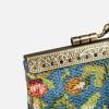 imageAngelinas Palace Carpet Wallet Vintage Kiss Lock ID PouchClasp Card HolderOriental Blue