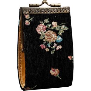 imageAngelinas Palace Carpet Wallet Vintage Kiss Lock ID PouchClasp Card HolderBouquets Black