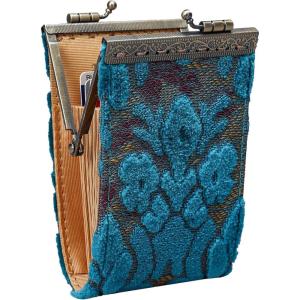 imageAngelinas Palace Carpet Wallet Vintage Kiss Lock ID PouchClasp Card HolderBurnout Velvet Aqua Blue