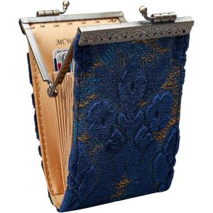 imageAngelinas Palace Carpet Wallet Vintage Kiss Lock ID PouchClasp Card HolderBurnout Velvet Navy