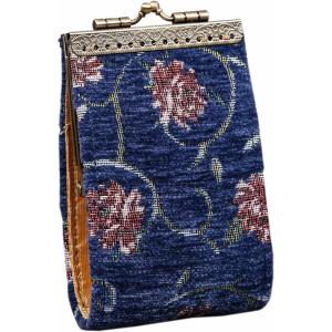 imageAngelinas Palace Carpet Wallet Vintage Kiss Lock ID PouchClasp Card HolderClimbing Rose Blue