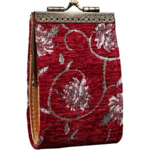 imageAngelinas Palace Carpet Wallet Vintage Kiss Lock ID PouchClasp Card HolderClimbing Rose Red