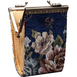 imageAngelinas Palace Carpet Wallet Vintage Kiss Lock ID PouchClasp Card HolderFloral Blue