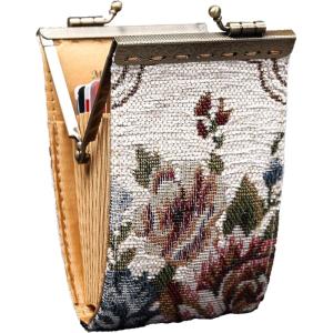 imageAngelinas Palace Carpet Wallet Vintage Kiss Lock ID PouchClasp Card HolderFloral Cream
